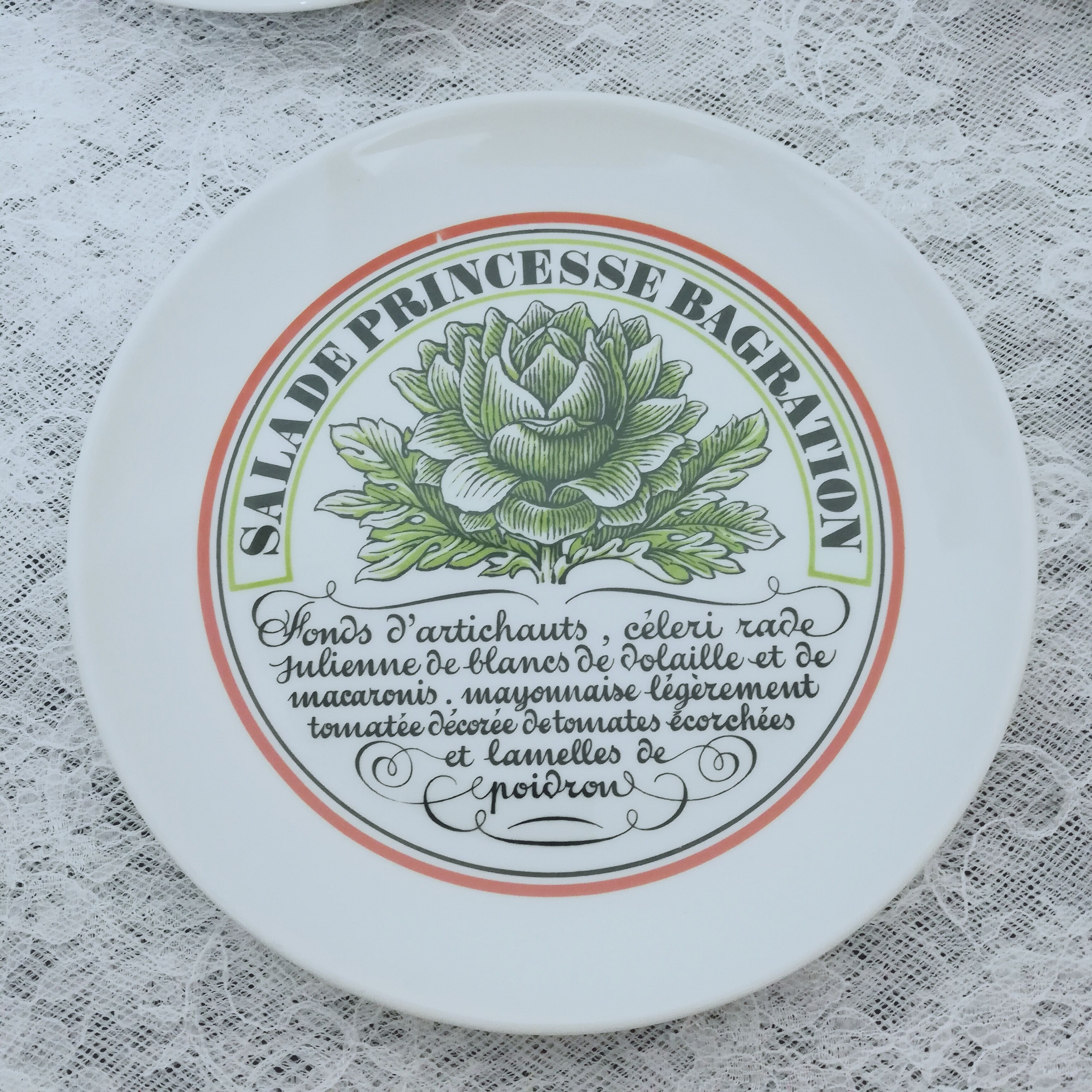 6 plates in auteuil porcelain signed Jacques Lobjoy