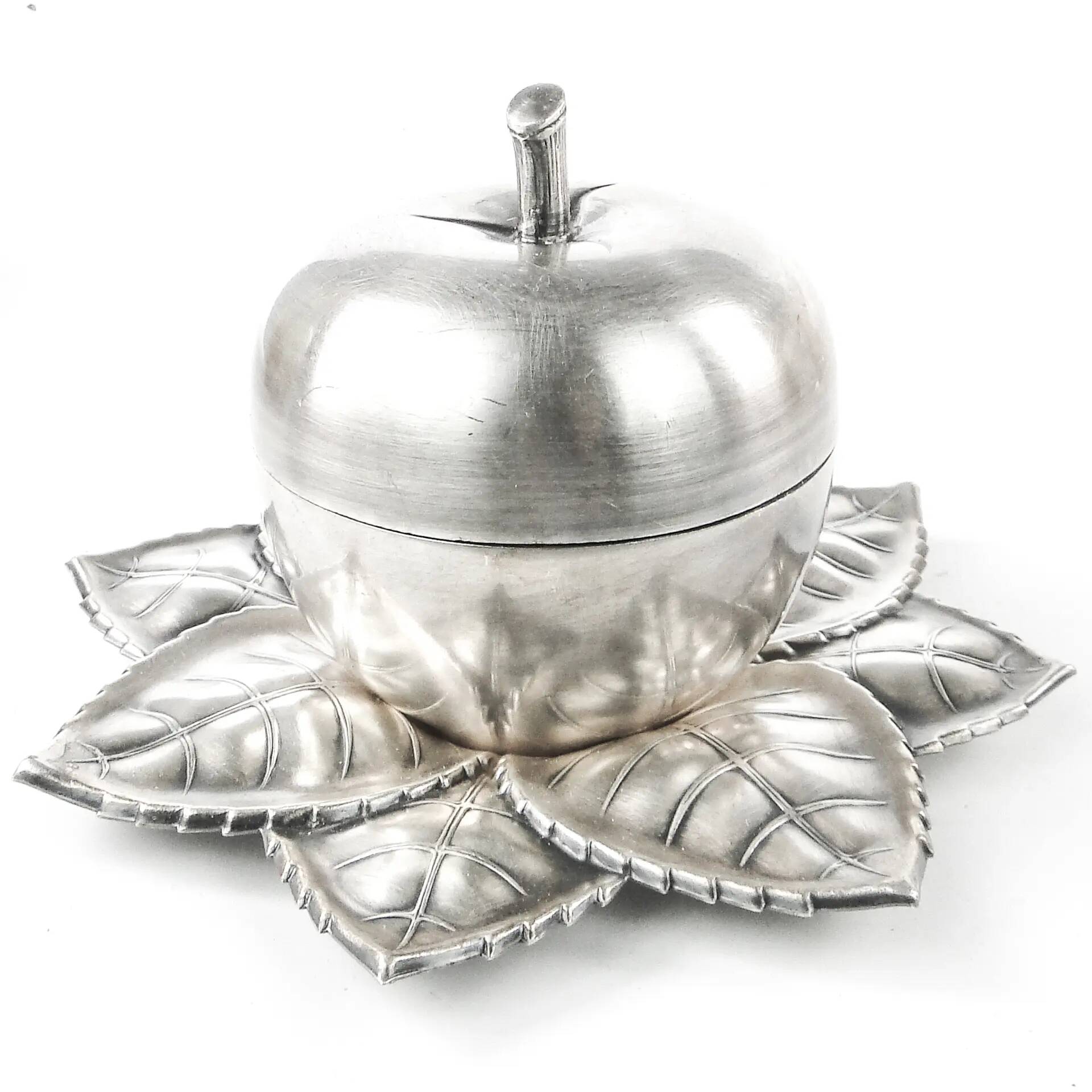 Art Deco sugar bowl, silver-plated brass, Hungary, 1950s