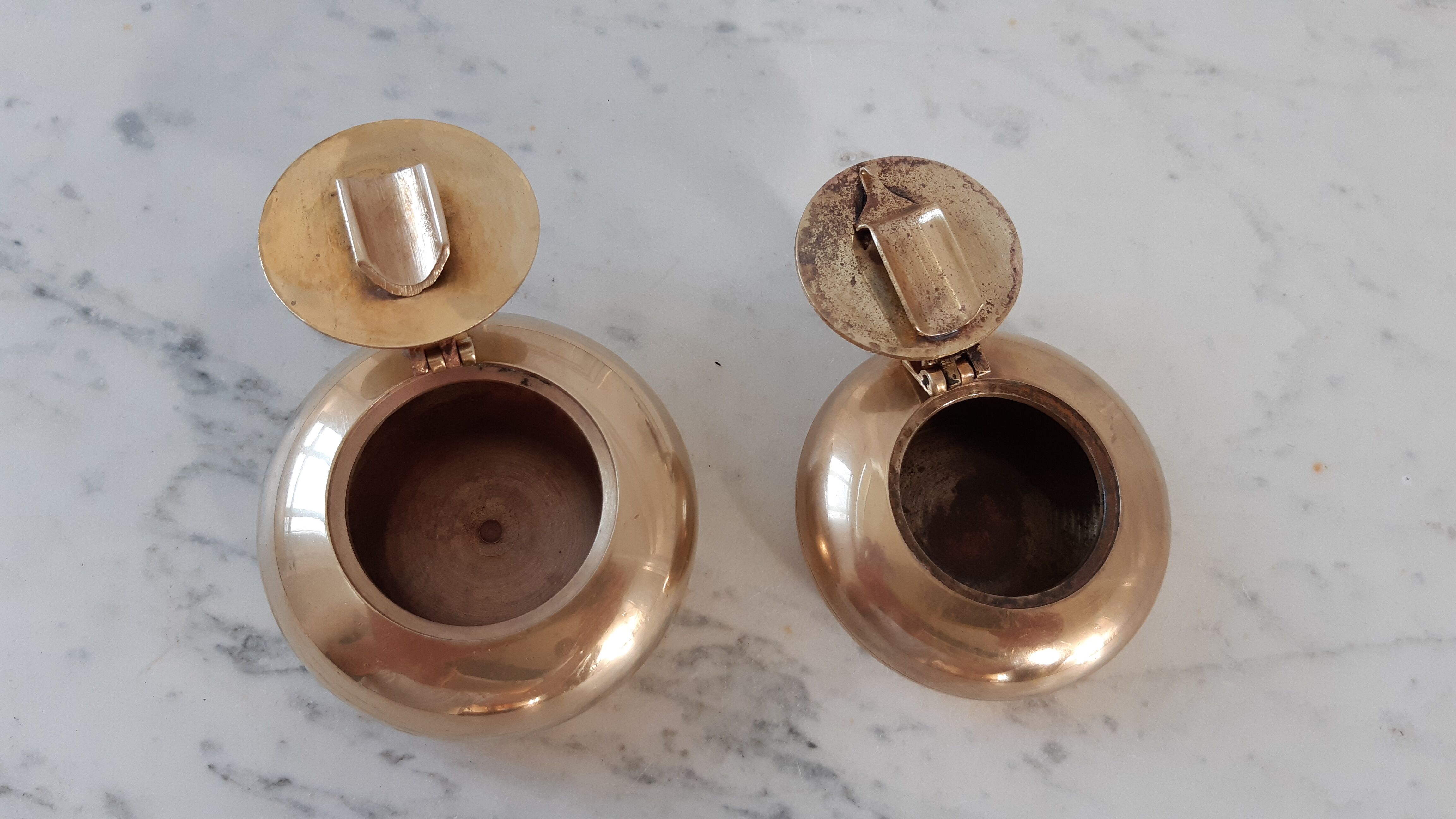 Duo of solid brass ashtrays 50s