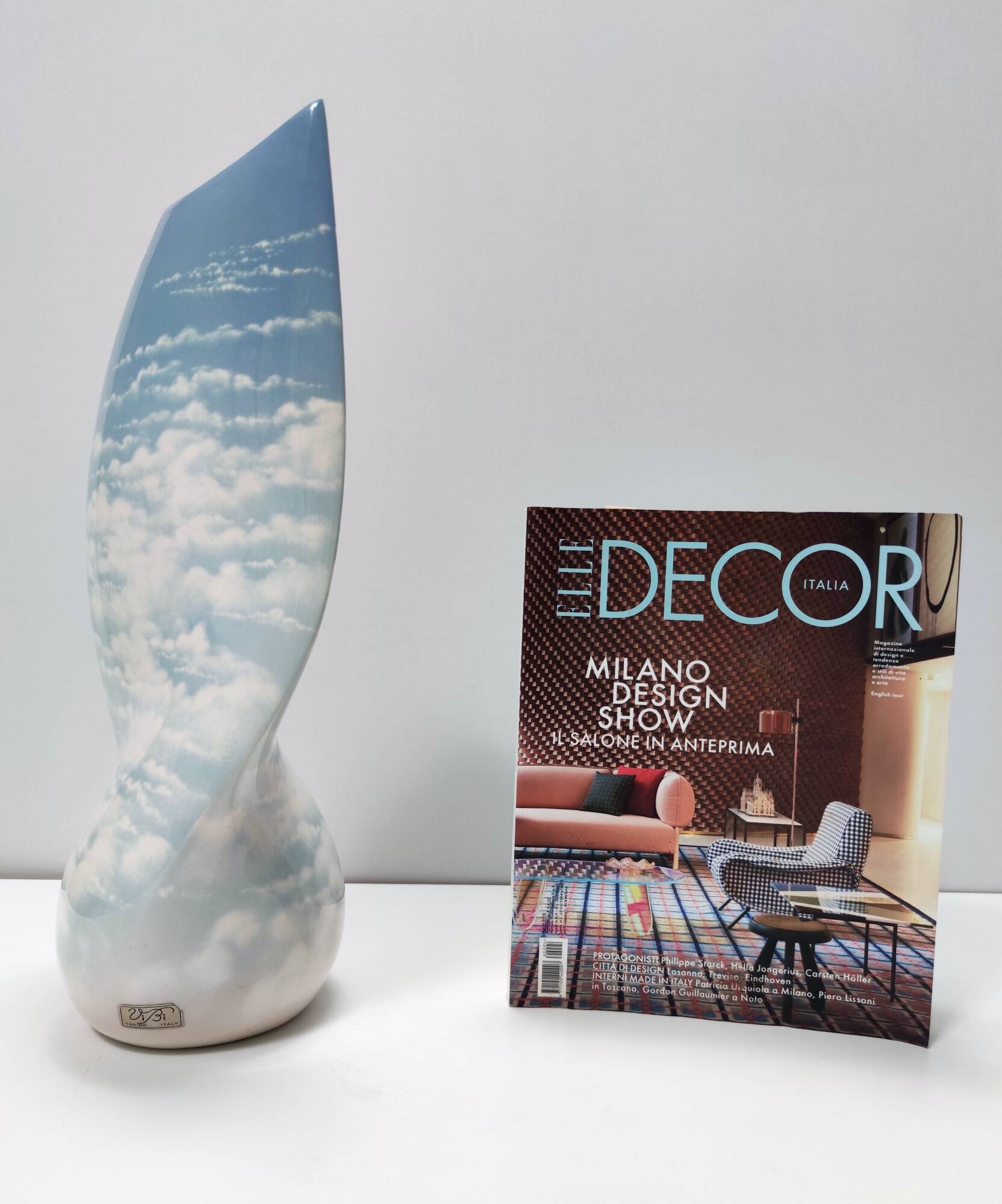 Lacquered and Airbrushed Ceramic Centerpiece /Vase Model Nr 182/2 by Vibi, Italy