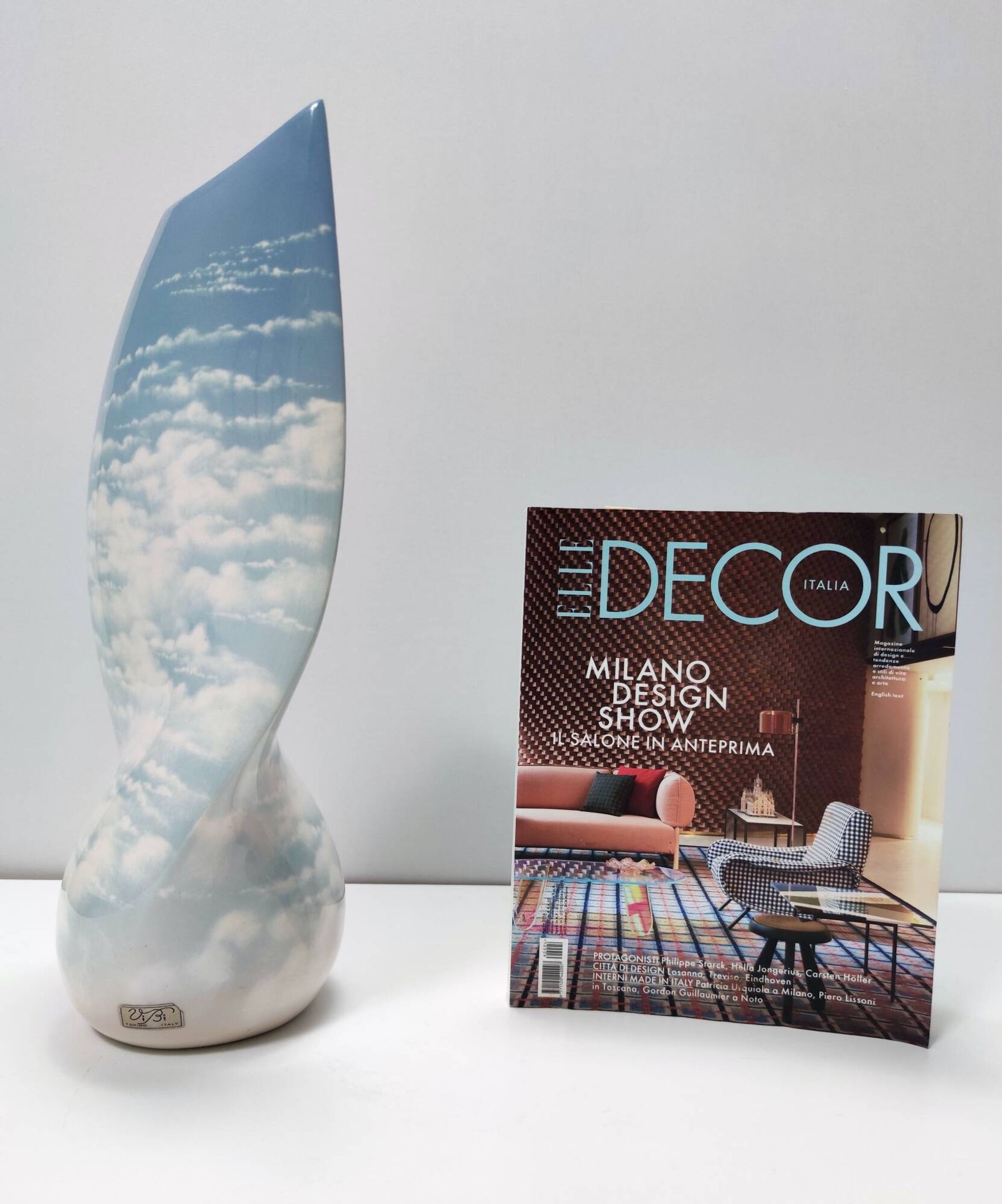 Lacquered and Airbrushed Ceramic Centerpiece /Vase Model Nr 182/2 by Vibi, Italy