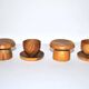 Set of 4 vintage mushroom egg cups in olive wood 4.5cm