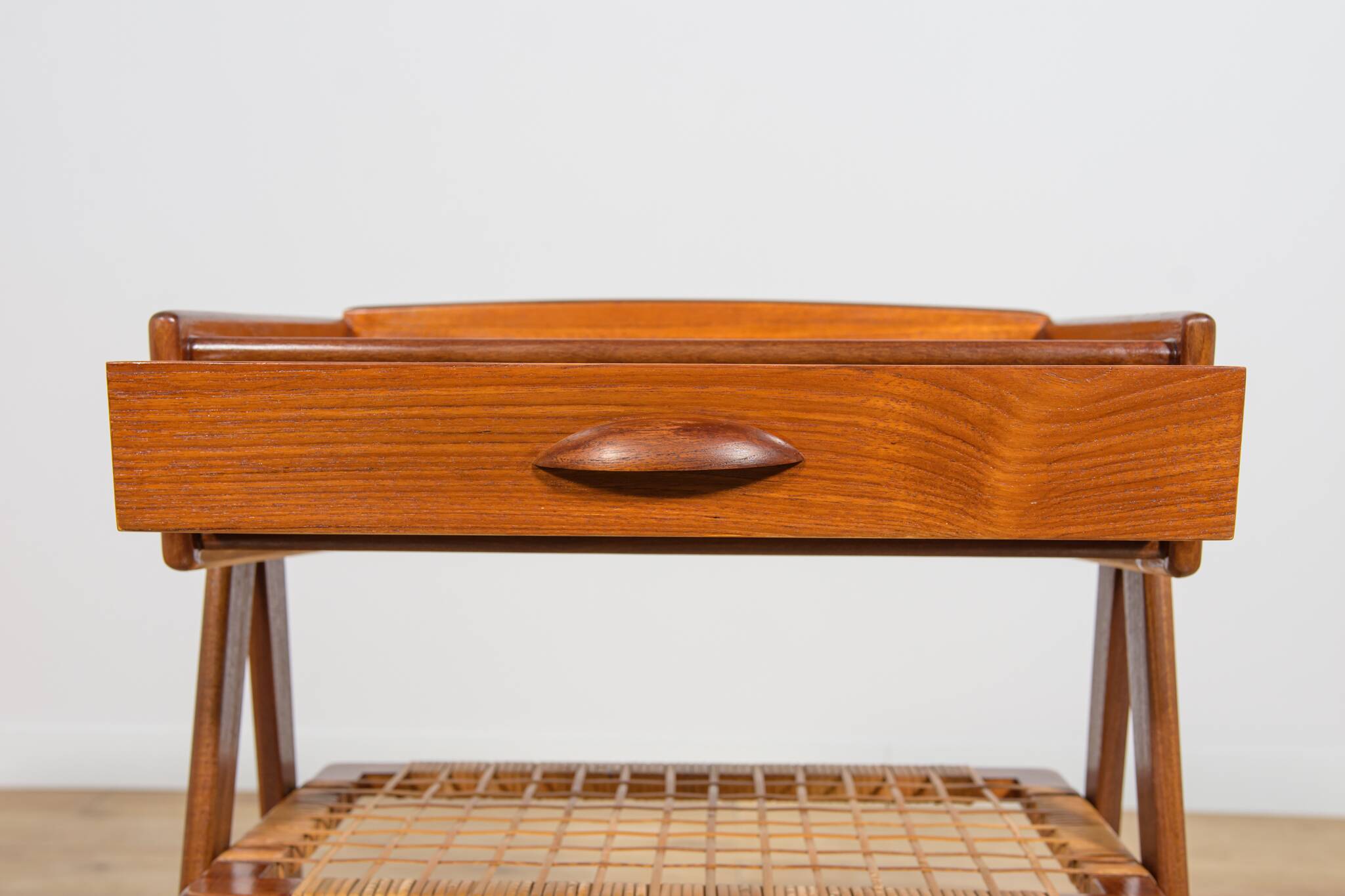 Mid-Century Teak and Rattan Nightstands by Søren Rasmussen, Denmark, 1960s,