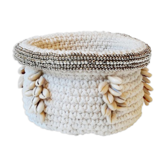 Panier en crochet blanc