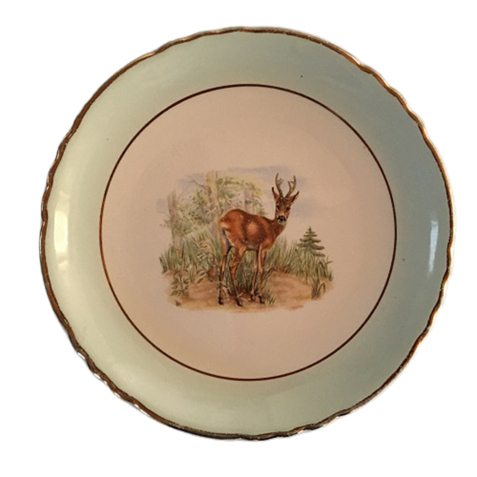 Set of 6 Dessert Plates Stamped "Orchies Moulin des Loup", Model St Hubert