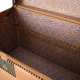 Antique curved trunk in wood and brown imitation leather
