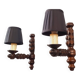 Paire d'applique Brutaliste année 60 en bois vernis