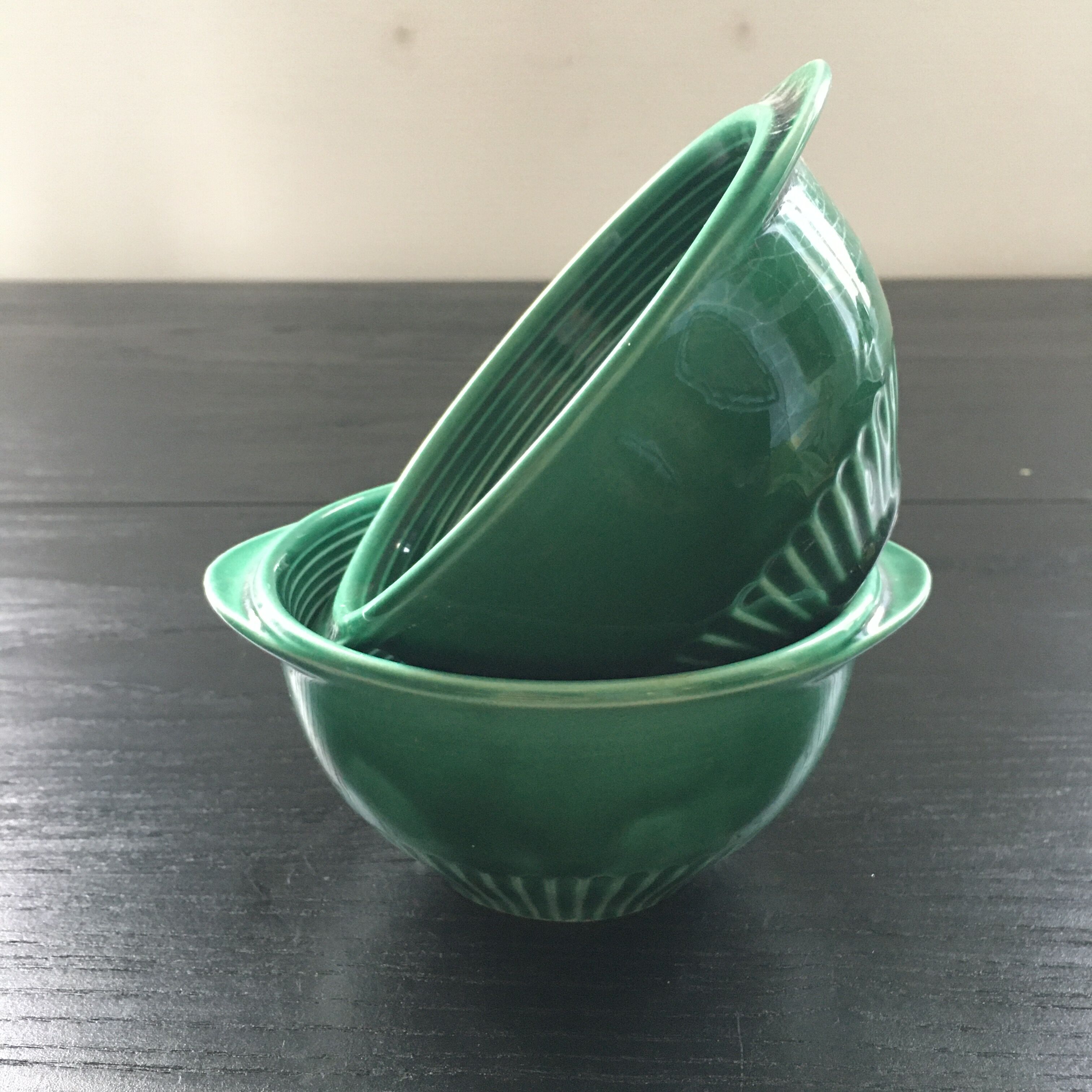 Lot 2 bowls emerald green