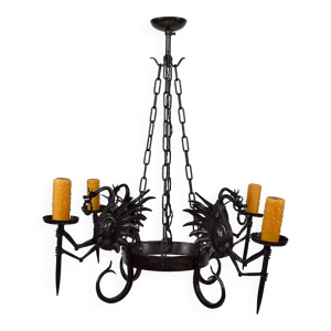 Lustre aux dragons en - fer