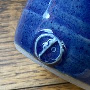 Glazed blue stoneware bonbonnière