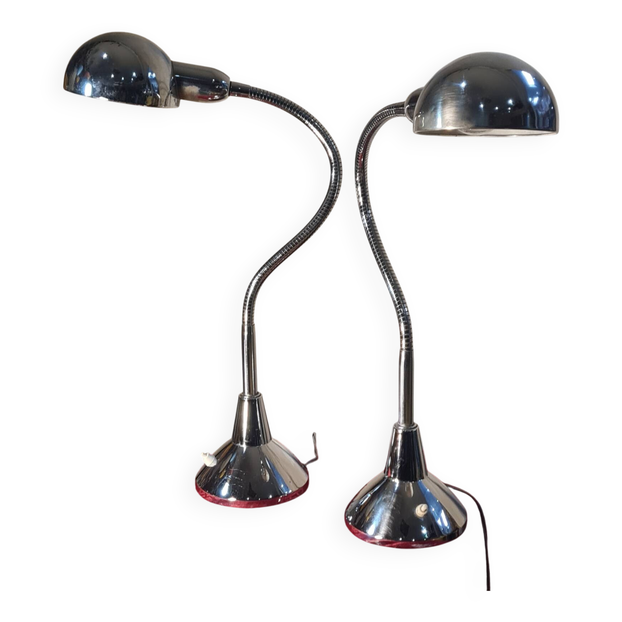 Pair of large chrome desk lamps from the 1970s, very good condition, 70 x 30 cm