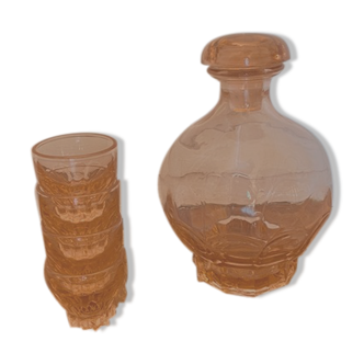 Carafe vintage et 4 verres