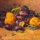 Still life with quetsches and pears signed and dated 1935
