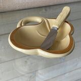 Butter dish and ceramic knife Poet Laval vintage 60s