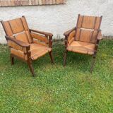 Pair of minimalist design armchairs by Victor Courtray, Ep 40