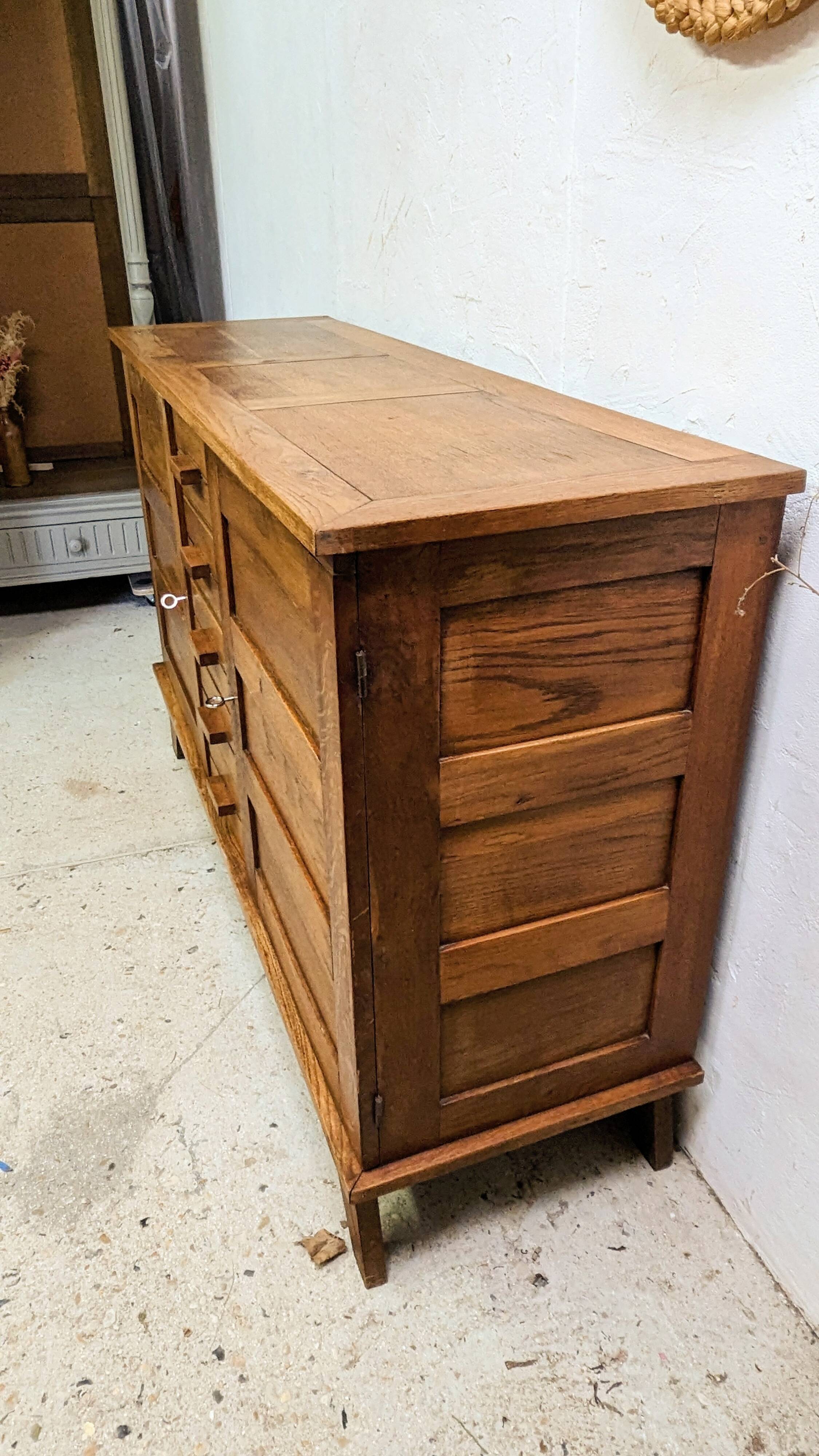 Buffet Sideboard René Gabriel patina 40 50 Vintage Compass Foot