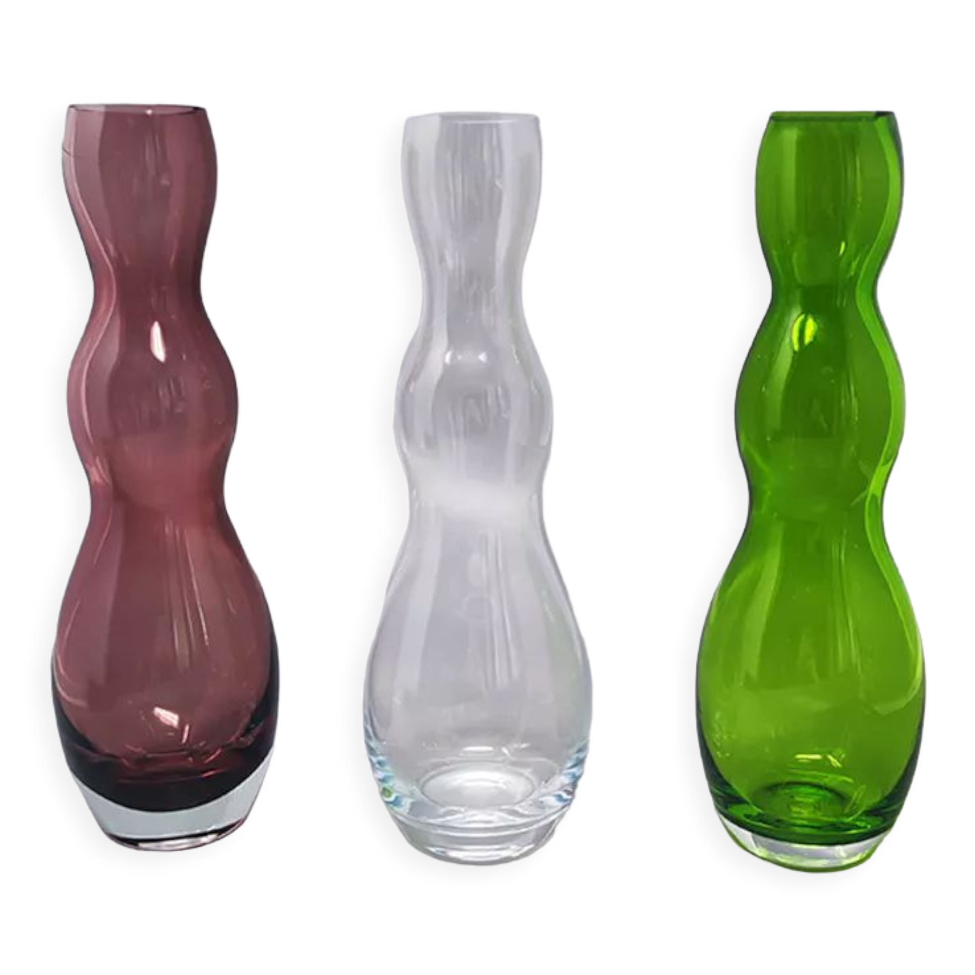 Set of 3 vases in Murano Glass by Nason, Made in Italy 1970