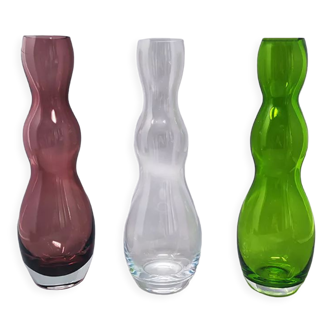 3 vases en verre de Murano par Nason, fabriqué en Italie 1970