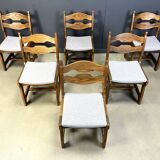 Set of 6 vintage brutalist dining chairs, 1960s