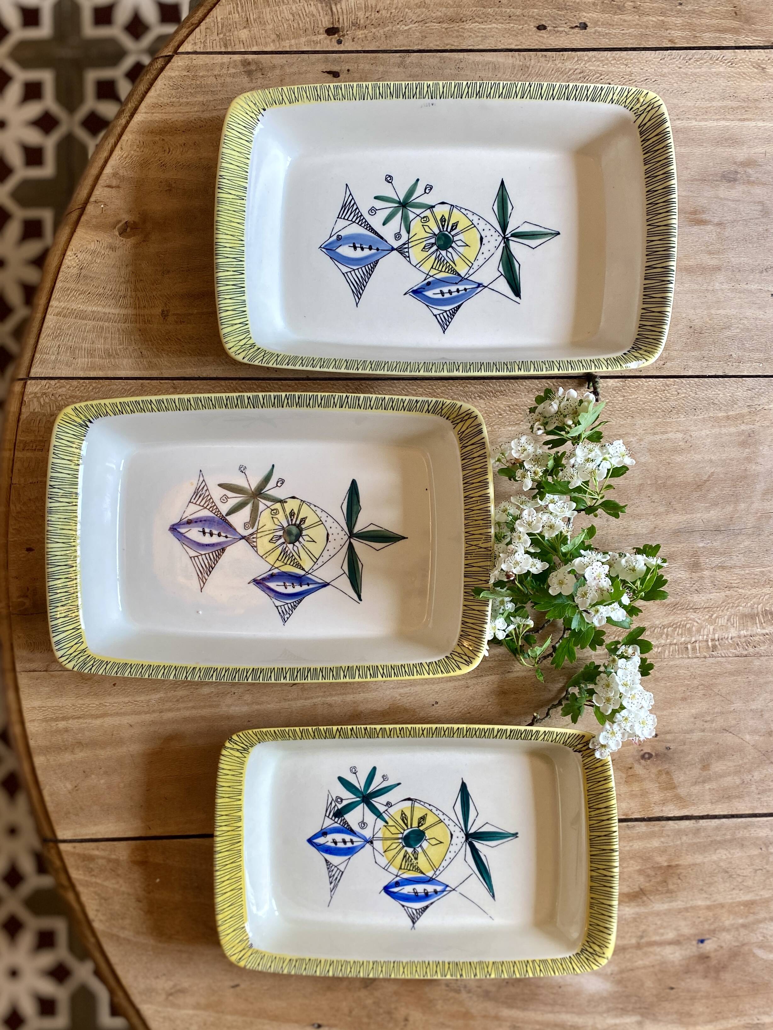 Set of 3 vintage serving dishes from the Flamingo series by Stavangerflint