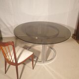 Glass and metal table