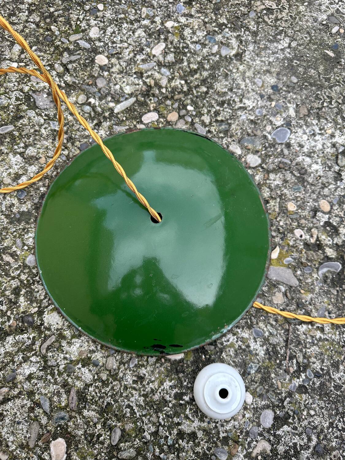 Vintage industrial pendant light farmhouse style old loft green and white lampshade