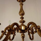 Stunning French Antique Art Nouveau Quality Bronze 6 Light Chandelier 3899