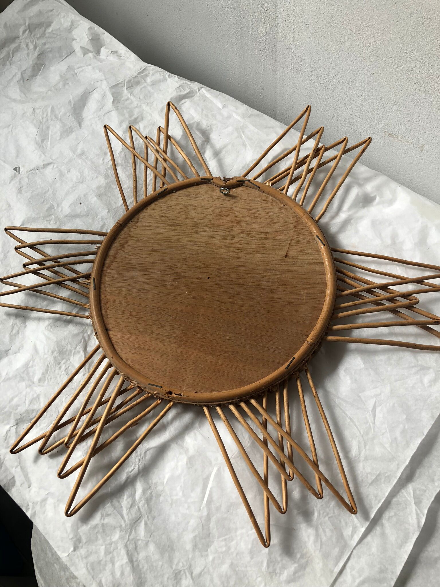 Mirror rattan vintage Sun 45x45cm