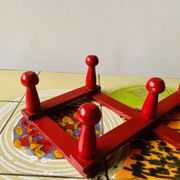 Vintage accordion coat rack in red painted wood