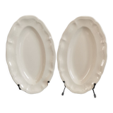 2 oval raviers Sarreguemines solid ivory color