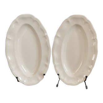 2 oval raviers Sarreguemines solid ivory color