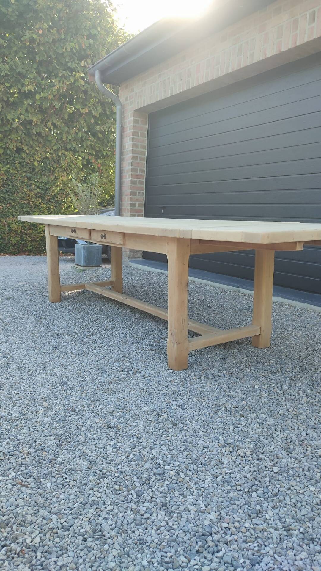 Table de ferme 3m20 chêne massif 2 rallonges