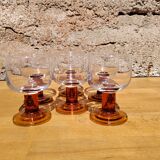 Suite of 6 wine glasses 70s