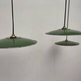 Enameled sheet metal pendant lights
