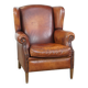Fauteuil à oreilles en cuir de mouton de style anglais vintage
