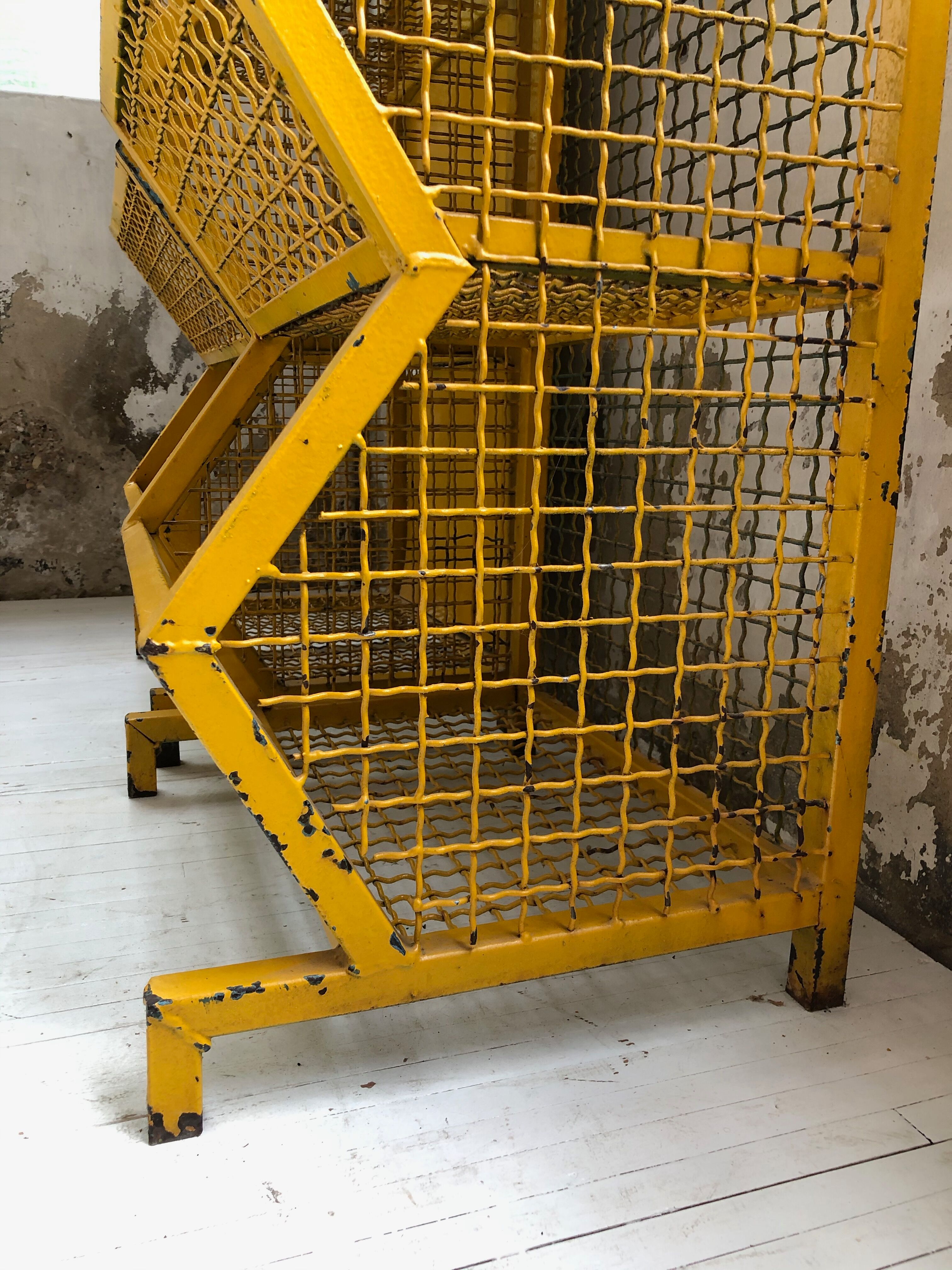 Industrial storage shelves yellow