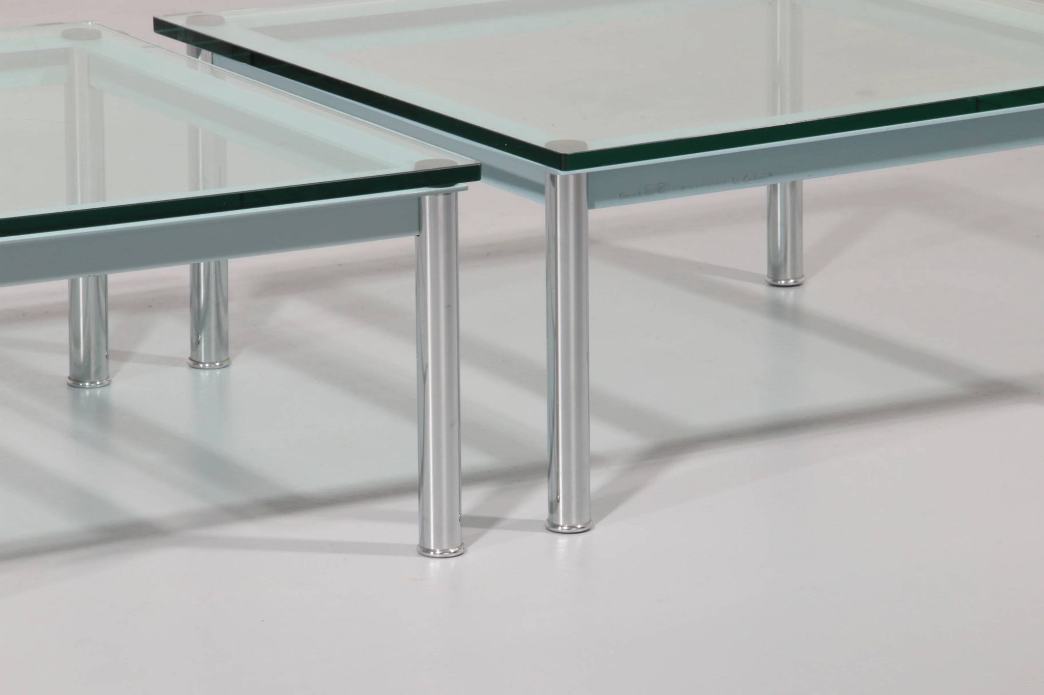 Cassina LC-10 coffee table by Le Corbusier – rare light blue glass edition