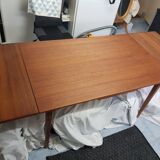 Scandinavian breakfast table in solid teak 1960 with 2 sliding extensions
