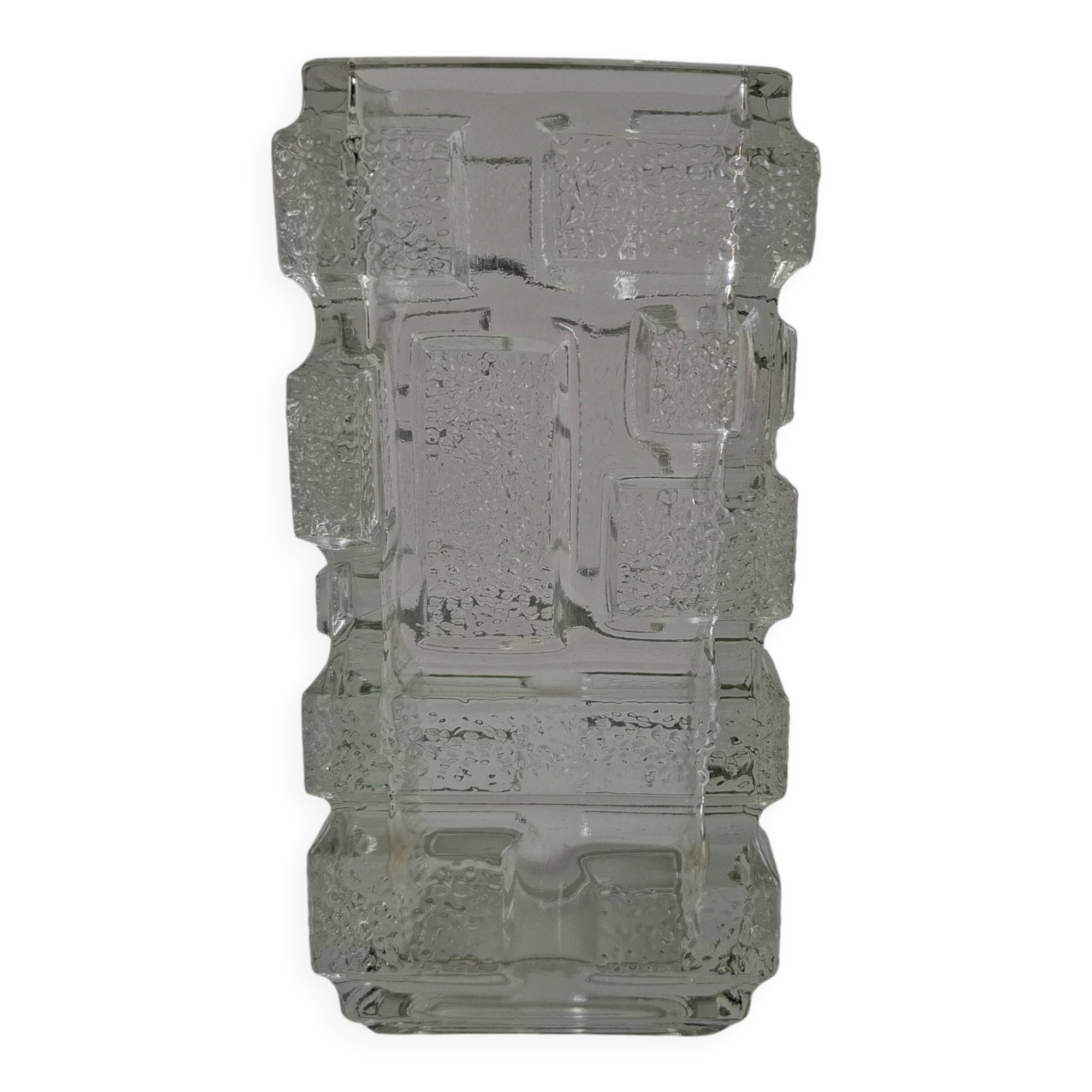 1969 Brickwork Pressed Glass Vase by Jiří Zejmon for Rudolfova Huť, Czechos