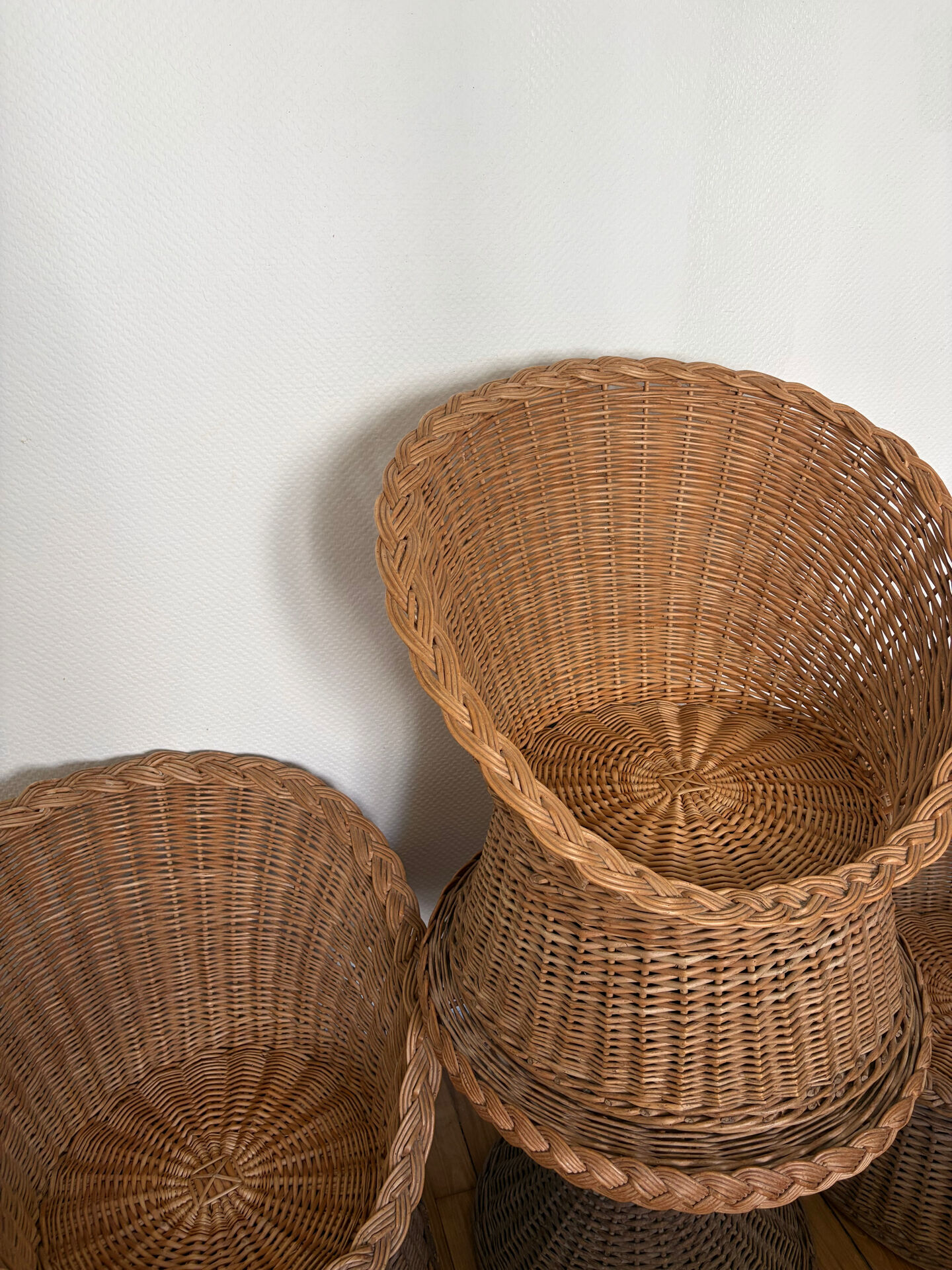 Ensemble salon rotin et osier vintage