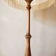 Pair of wooden lamps, pleated lampshade