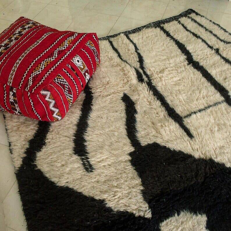 Beni Ourain black and white Berber rug size 1.5/2.5 m
