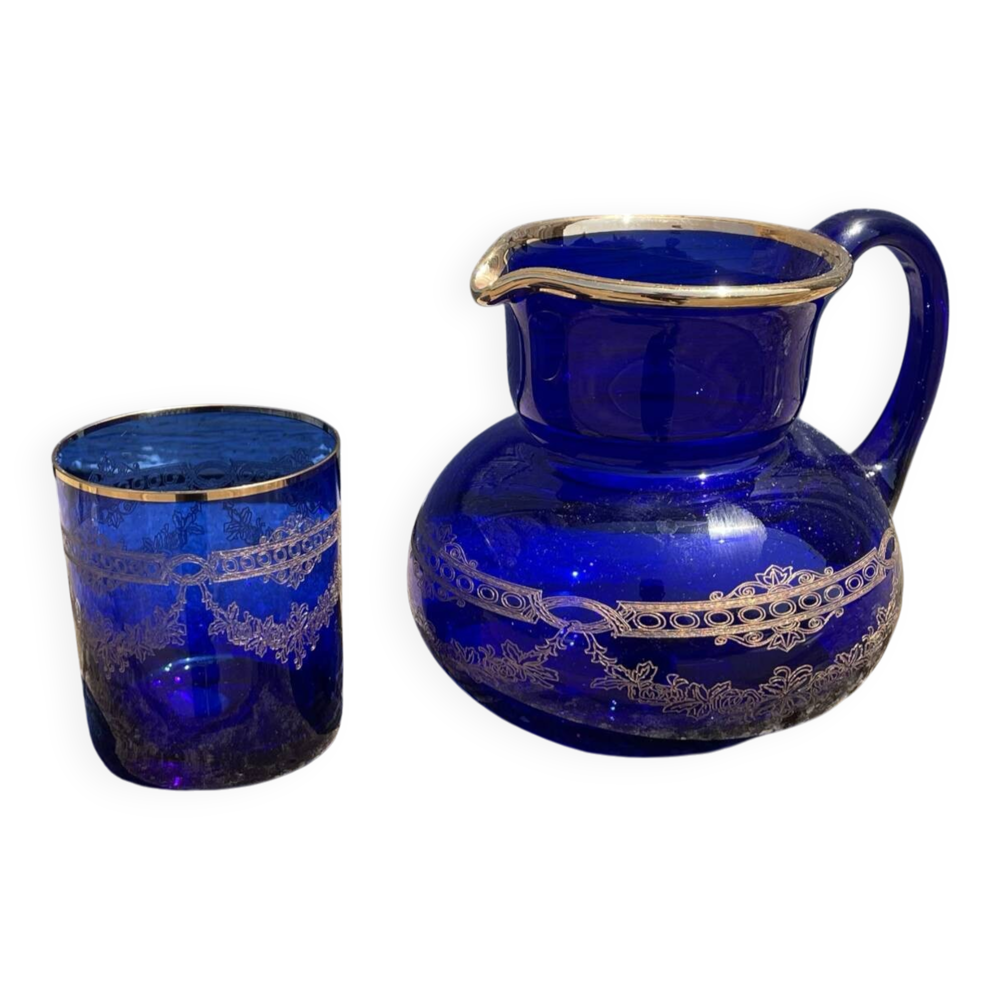 Service pichet De Nuit Bleu Verre