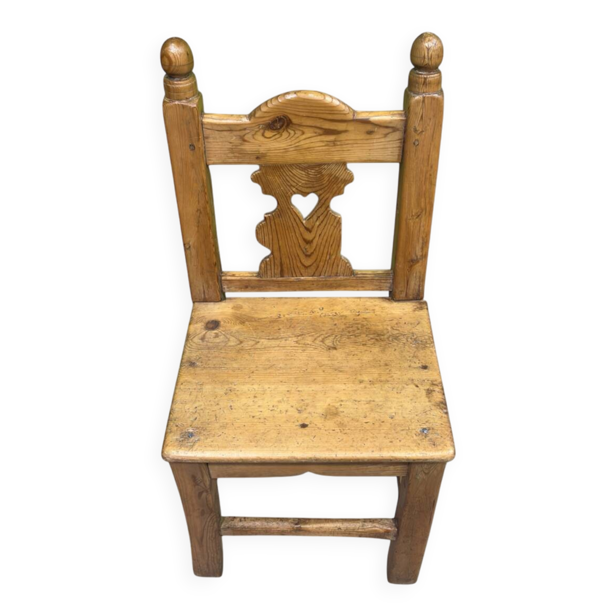 Chaise en bois primitive style brutaliste 19e siècle