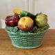 Vintage barbotine dish with fruit decorations