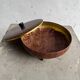 Vintage 1960s Mid-Century Brown Teak-Effect Metal Lidded Box with Gold-Tone Lining