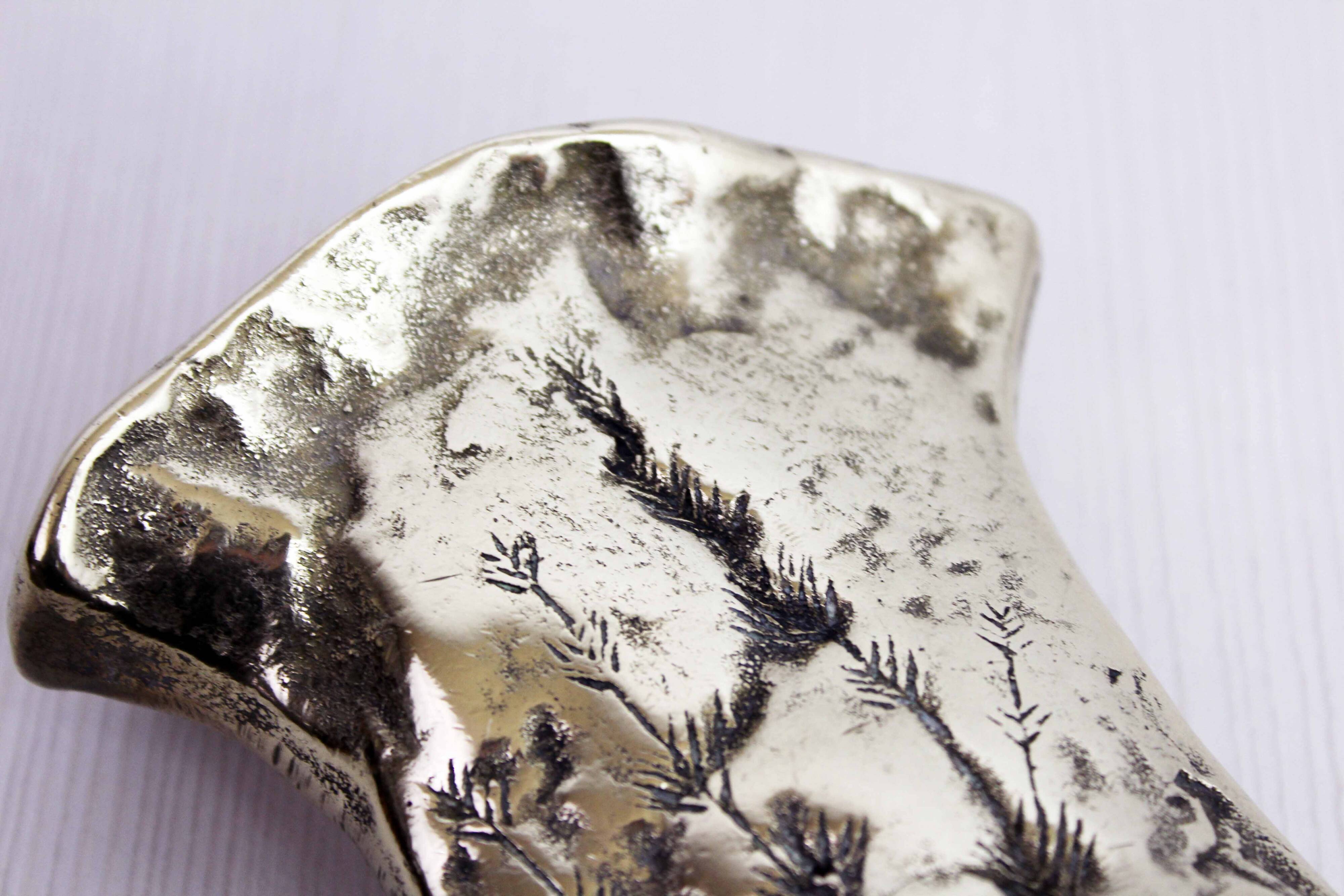 Mid-century bronze or brass vase with herbarium decoration