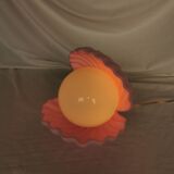 Pink shell and opaline pearl lamp, Saint-Jacques, France, 1970