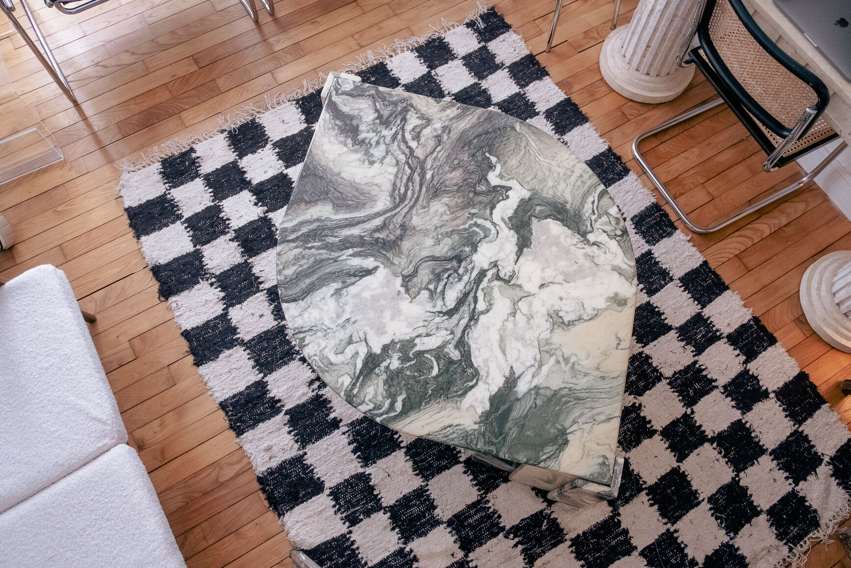 Marble table drop shape Roche Bobois vintage