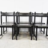 Set of 6 brutalist dining chairs by Emiel Veranneman for Decoene, 1970s